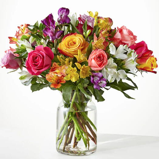 Smiles   Sunshine (rose, alstro + vase)
