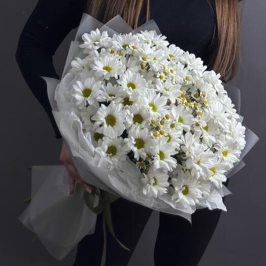 Букет из хризантем и танацетума, 9 шт, на праздник