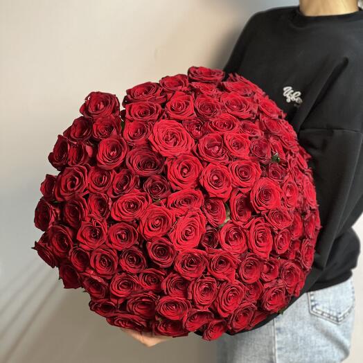 -20%АКЦИЯ🌹101 кенийская роза под ленту/Цветы Уфа/Цветы в Уфе/Доставка цветов Уфа