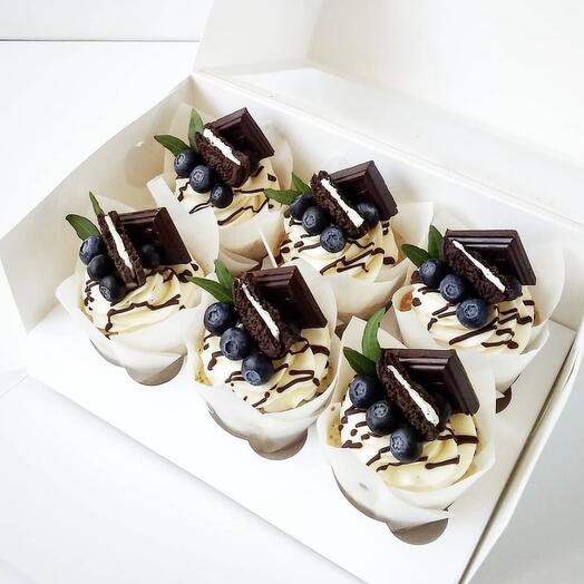 Ванильные капкейки с нежным кремом чиз🧁(наборе 6 шт)