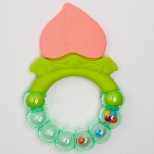 Прорезыватель силиконовый «Персик», с погремушкой, от 3 мес