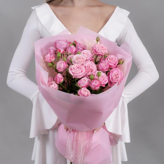 Букет из кустовых, пионовидных роз Леди Бомбастик