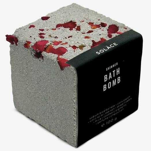 SOLACE Бомбочка для ванны "Хлопок" с морской солью, шиммером и сухоцветами