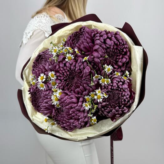 Роскошная хризантема Бигуди и Матрикария 🤍 Камелия Flowers Shop