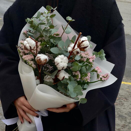 Букет «С эвкалиптом и хлопком»