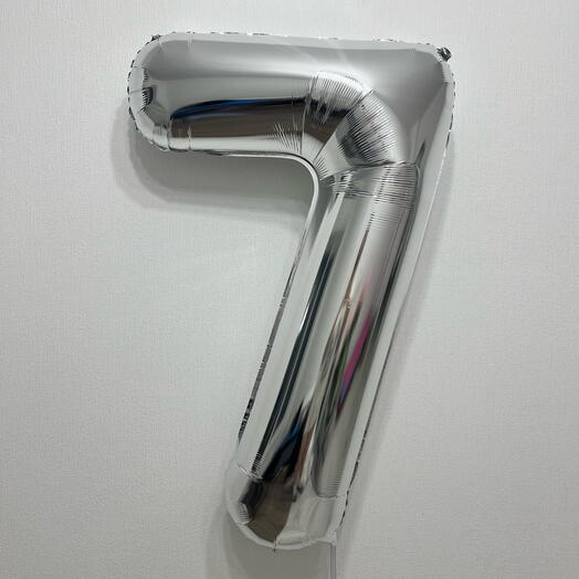 Шар цифра серебрянная 7, 102 см