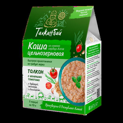 Каша цельнозерновая быстрого приготовления ТАЛКАН С ВЯЛЕНЫМИ ТОМАТАМИ, 350 гр