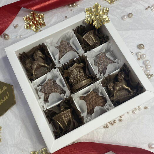 Шоколад ручной работы новогодние игрушки, 9 шт