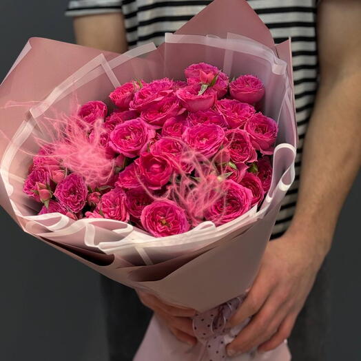 Букет Пионовидные Розовые Кустовые Розы Pink Dimension