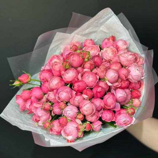 Букет из 15 кустовых роз премиум silva pink