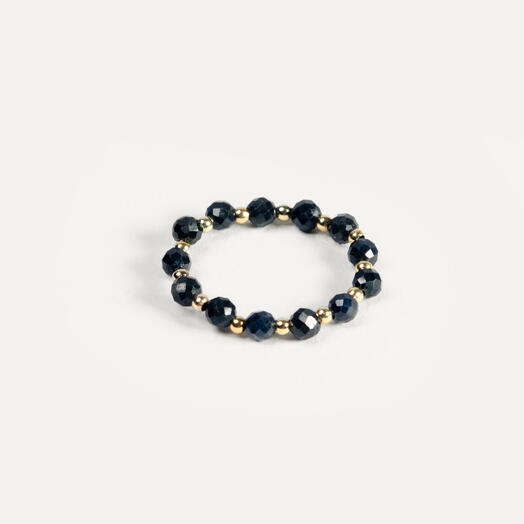 Кольцо Ваниль Синий корунд 14K р-р 16-17 (RIN1007)