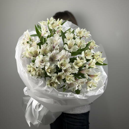 Букет из 17 белых альстромерий