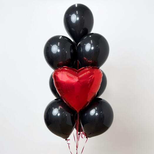 Фонтан из шаров с гелием Black and red