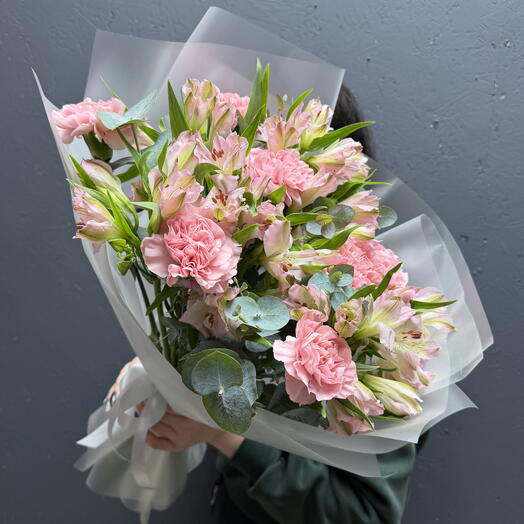 Диантусы и розовые альстромерии 🌸букет