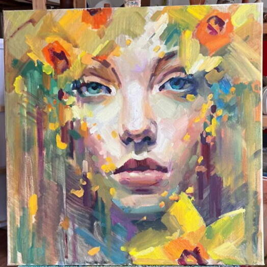 Картина Нарцисс художника Оксана Бурякова холст/масло 60*60