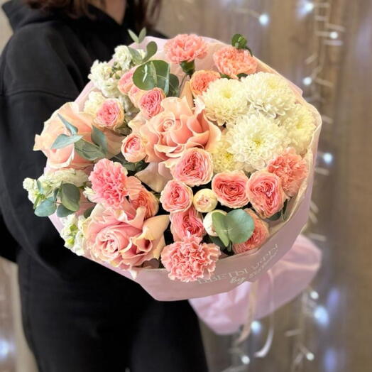 🌷Букет "Зайка" из роз, алтай, роз, кустовых роз
