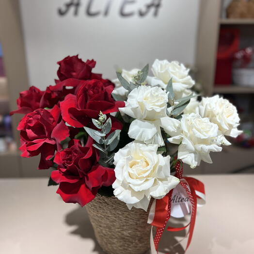 French roses in a basket