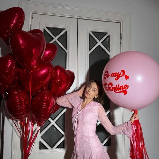 Набор с 13 сердечками и большим шаром Be My Valentine