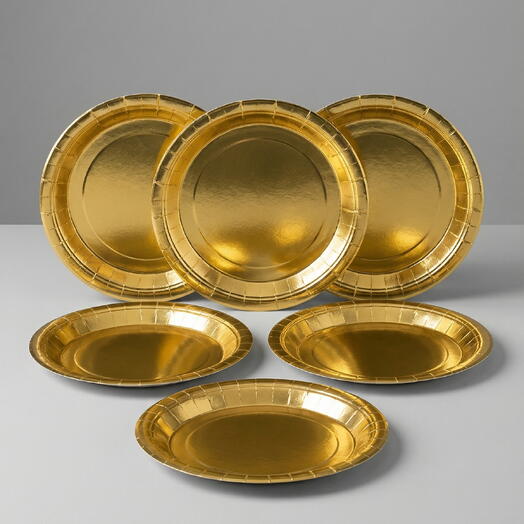 Тарелки одноразовые (18 см) Золото, 6 шт