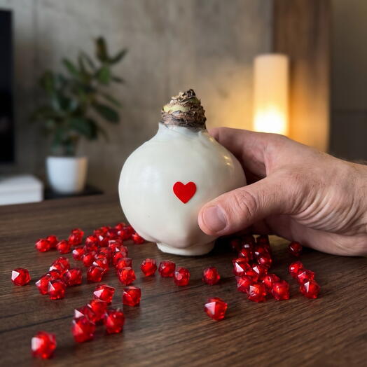 Луковица Амариллиса в воске «Сердце»