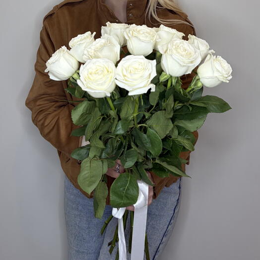 11 rosas ecuatorianas blancas 50 cm