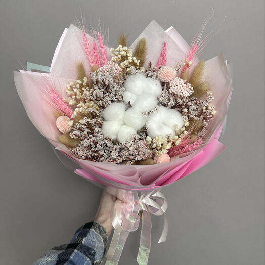 Букет из хлопка и сухоцветов Поляна нежности🌸