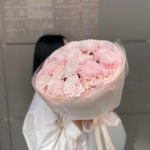 Моно букет с персиковой хризантемой 🍑