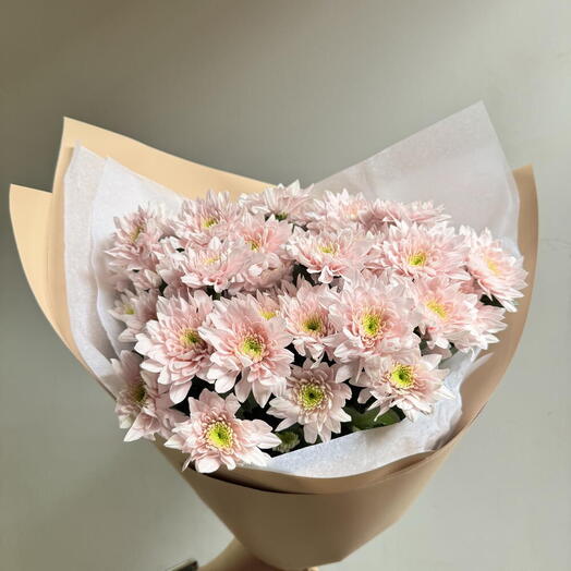 Букет из пяти розовых хризантем🌸🌸