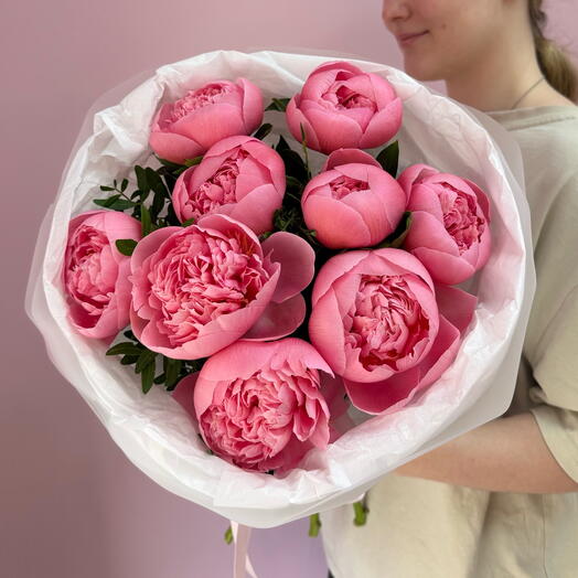 💗Монобукет из пионов сальмон 💗