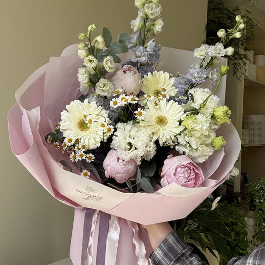 Букет с дельфиниумом 🌸🩵