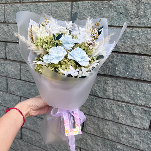 Букет из сухоцветов и стабилизированных цветов  девочка в шляпке 🌸