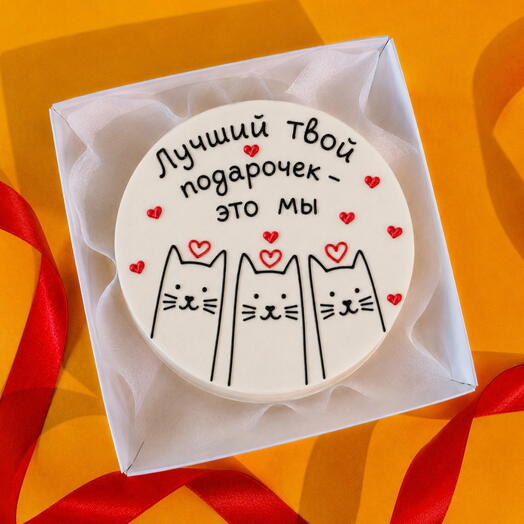 Бенто-торт с котиками на день рождения "Лучший твой подарочек -это мы"