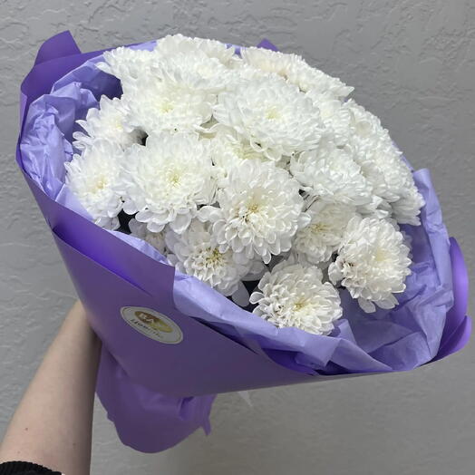 Моно букет 7 кустовых хризантем