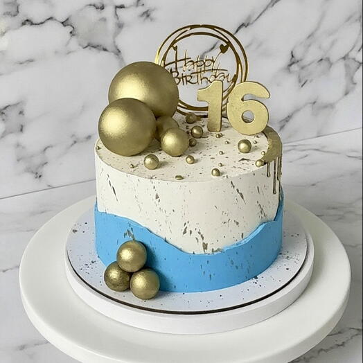 Торт на день рождения с шоколадными шарами Happy birthday детский,дочке,сыну,девушке,парню,маме,папе,мужу,жене,бабушке,дедушке