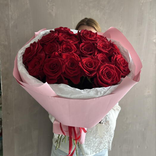 Сочный монобукет из 21 красной розы