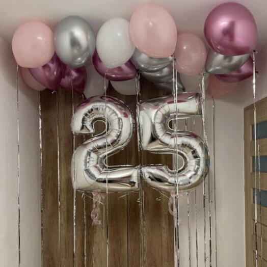 Набор Шаров для девушки, цифры можно любые, 22 шара