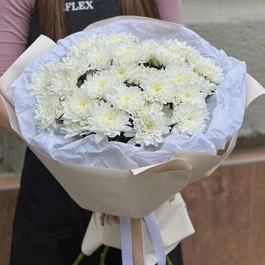 Букет белых хризантем - Сегодня облачно