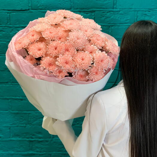 Букет из 9 розовых кустовых хризантем