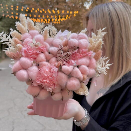 Сухоцветы и стабилизированные растения в керамическом кашпо🌸Размер S