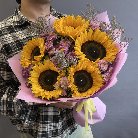Авторские букет с подсолнухами🌻