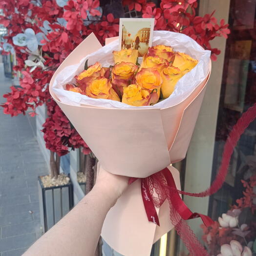 Осенняя тёплота 🍂 Букет из роз 11 шт 😍 Розы