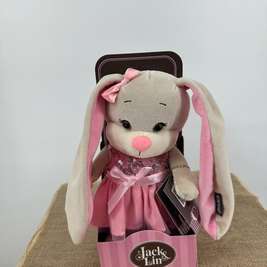 Игрушка зайка розовая