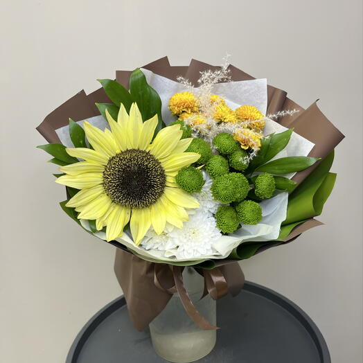 «Золотая осень» букет с подсолнухом 🌻