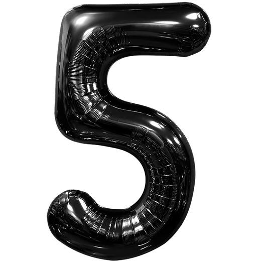 Цифра гелиевая 5 черный глянец
