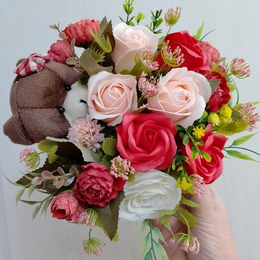 Корзинка игрушка с мыльными розами
