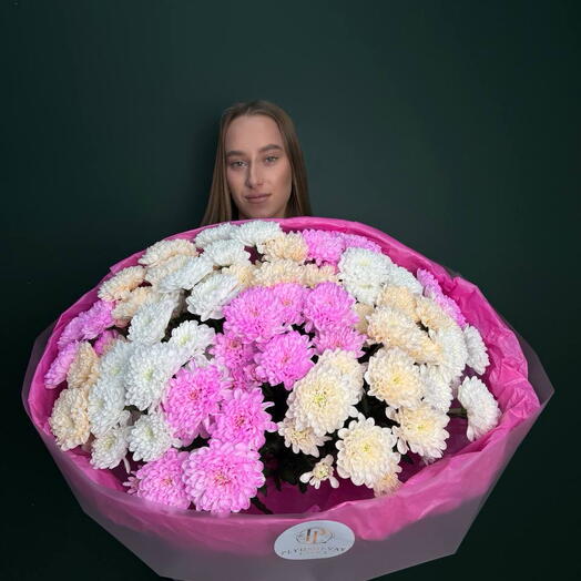 Букет из 15 кустовых хризантем микс