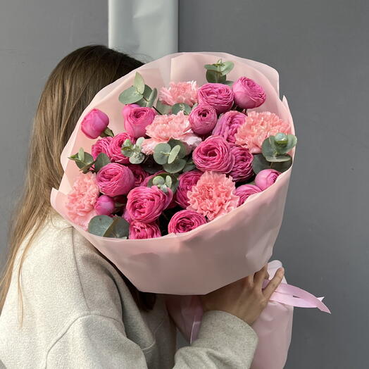 Пионовидная Кустовая Роза Жизель и Кружевные Диантусы💝