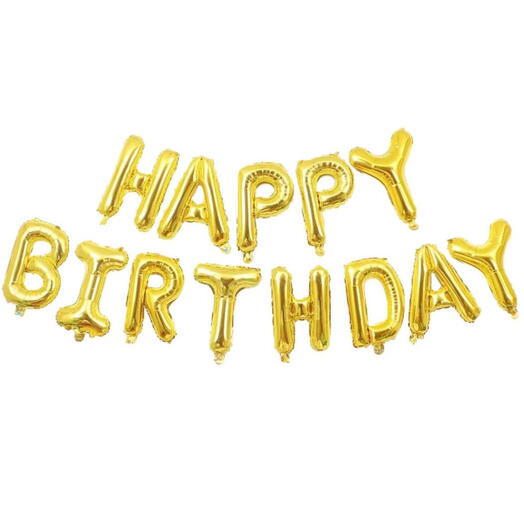 Фольгированная гирлянда из шаров букв С днем рождения Happy Birthday золото