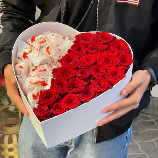 Raffaello and roses in a box