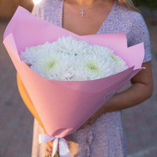 Bouquet of 5 white chrysanthemums